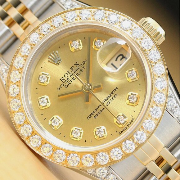 Sale! Rolex 1ct+ Diamond Datejust Yellow Gold Ladies Watch - Picture 1 of 8